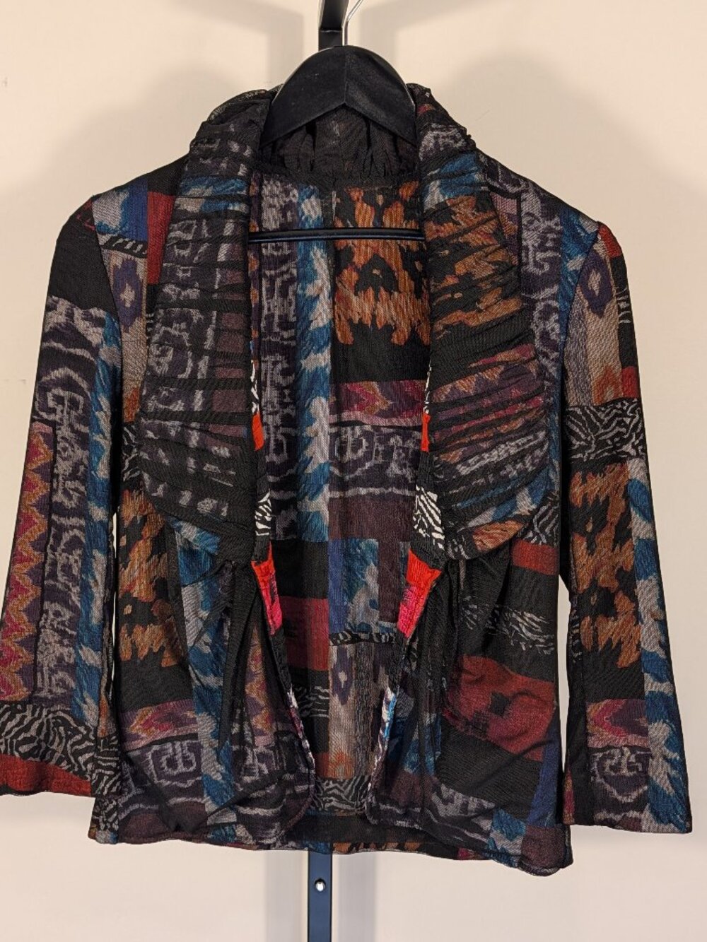 Alberto Makali Vintage Art-to-Wear Mesh Jacket | Mixed Print Pattern | Sz S